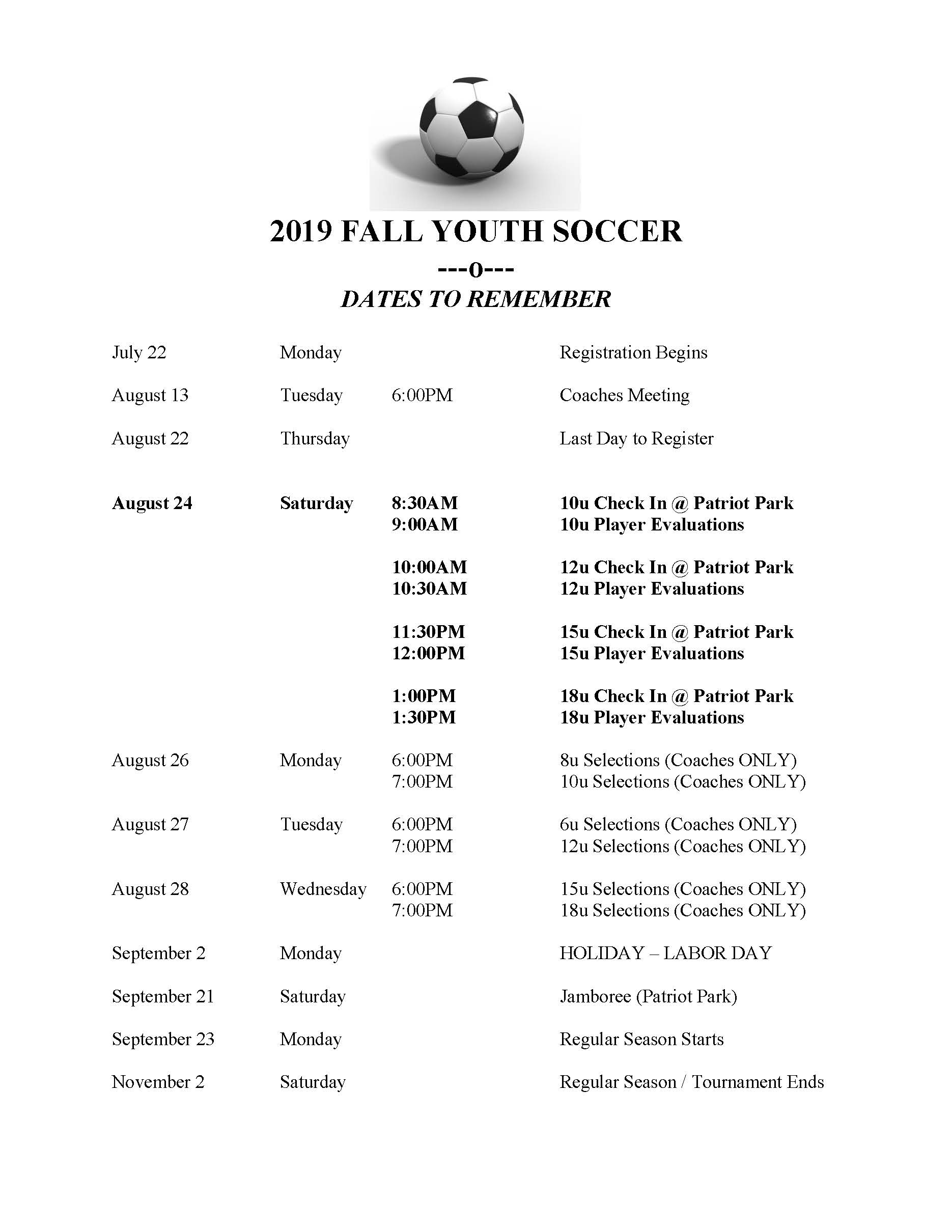 2019 FALL YOUTH SOCCER DATES (002)